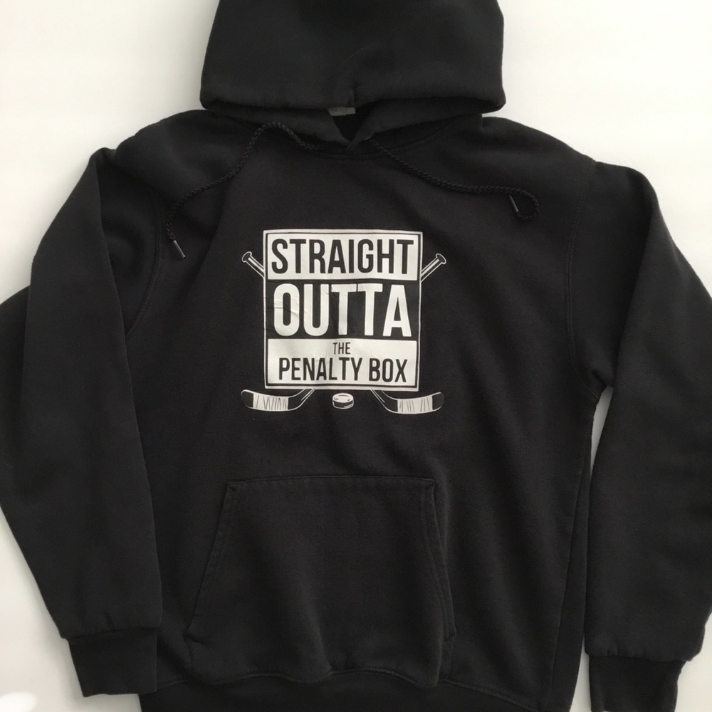 Hockey Sweatshirt Hoodie Unisex Black Size S